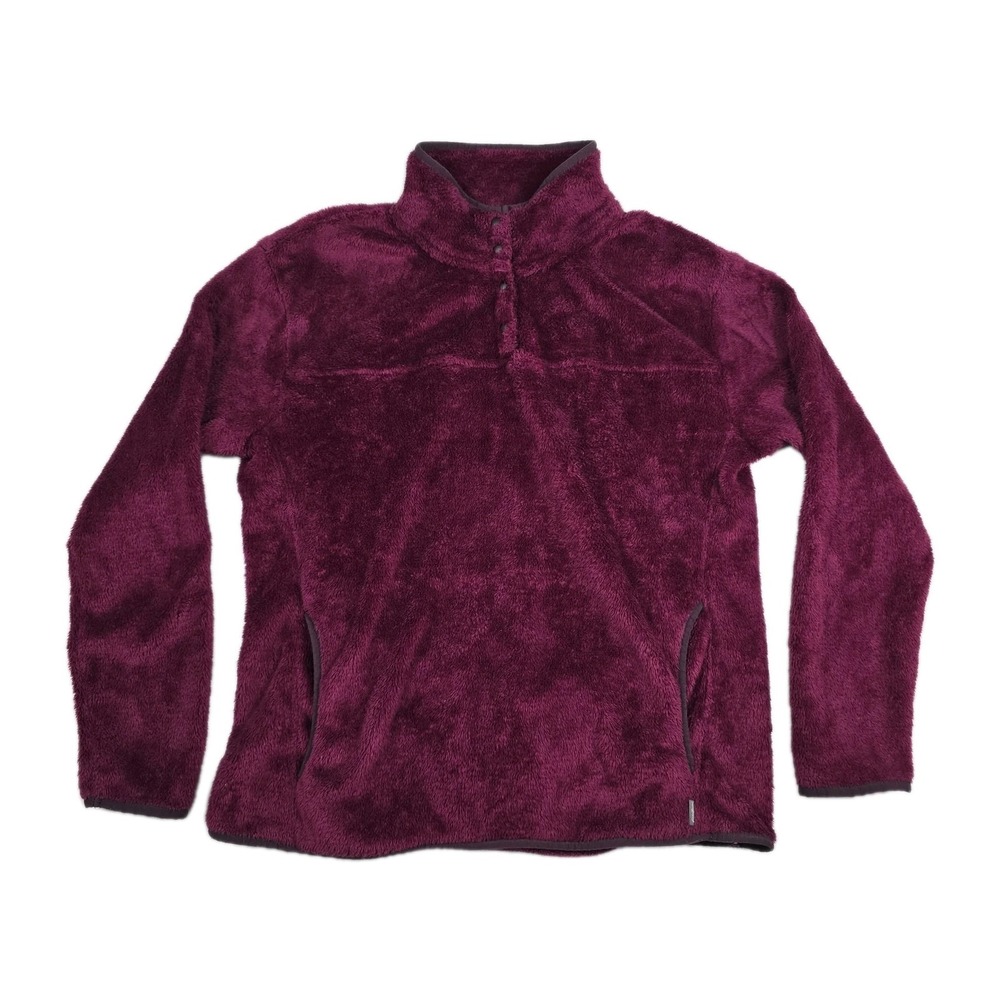 Eddie Bauer Women's Size XL Quest Plush 1/4 Button Pullover Sweatshirt Burgundy